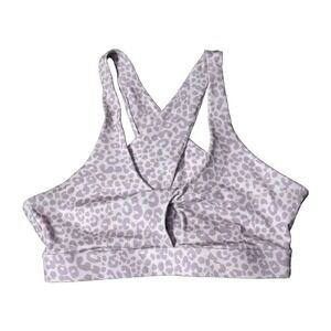 justfab Active Sports Bra Women's Size XL  Gym Top Lavender Purple Leopard Twist